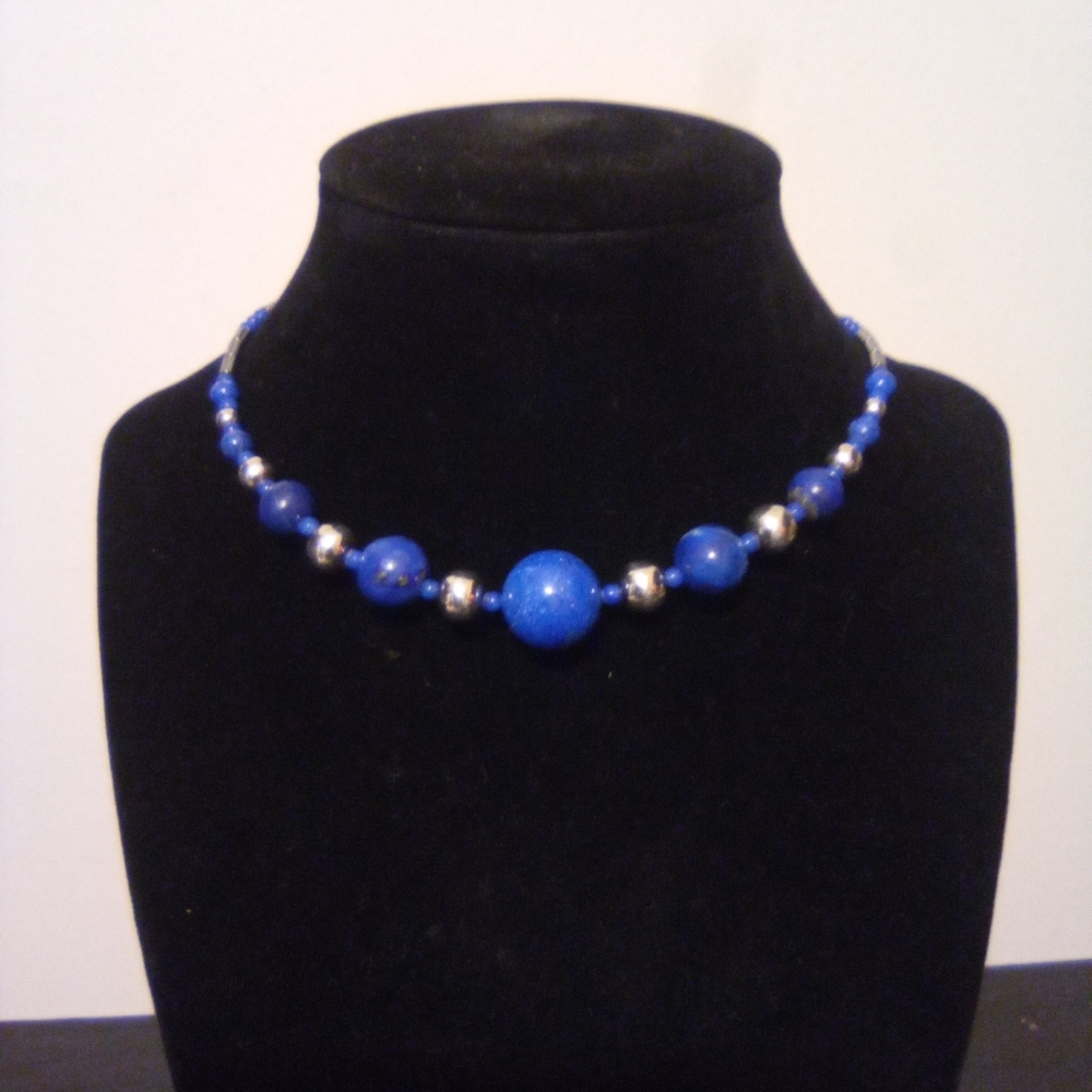 Lazuli Gemstone Necklace with white gold tested and guaranteed.